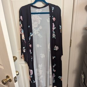 Floral print long cardigan